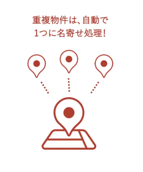豊富な物件数から重複物件なく探せる